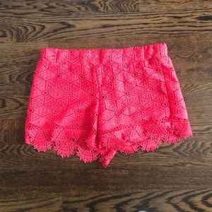 Coral crochet shorts medium